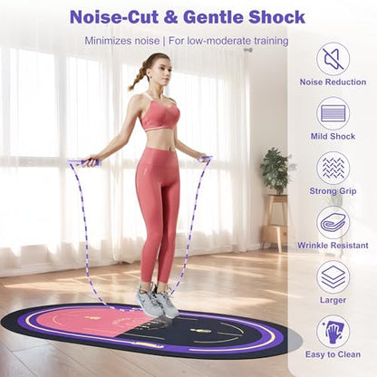Jump Rope Mat, Large Format Non Slip Mat, Home Workout Exercise Mat, Floor Protect Durable, 63x39x0.31 Inch, Bonus Skipping Rope - color: Purple