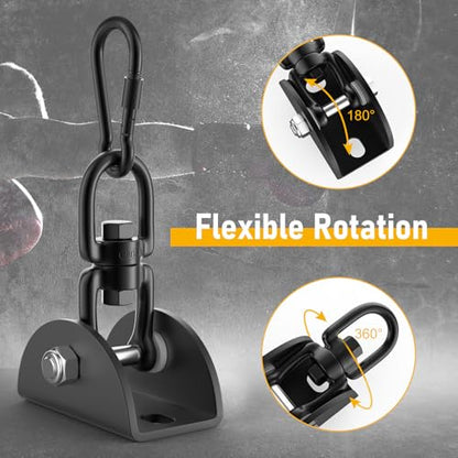Hammock Hanging Kit, 1200 lb Capacity Heavy Duty Ceiling Hooks, 360° Swivel Swing Set Hanger for Hammock Chairs, Tree Swings, Yoga Swings, Heavy Bag Mount Supports Sandbag & Punching Bag
