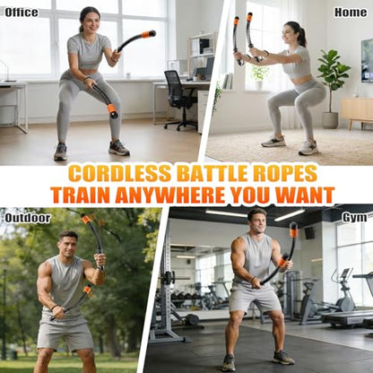 Cordless Battle Ropes Adjustable Weighted with 8 Removable Weight Rings