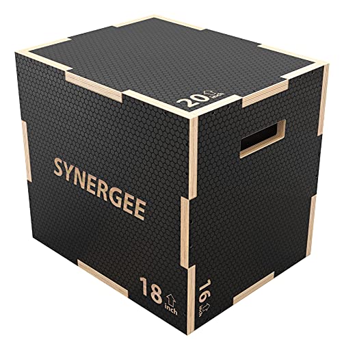Synergee 3 in 1 Non-Slip Plyometric Box for Jump Training and Conditioning. Wooden Plyo and Soft Plyo Box All In One Jump Trainer. Sizes 20/18/16, 16/14/12 - color: Non-Slip - 20/18/16