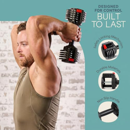 Lifepro Adjustable Dumbbells & Weights for Home Gym, Quick-Adjust - color: Black & Orange