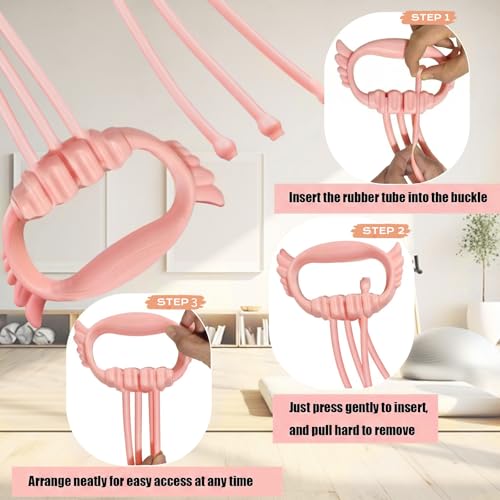 Figure 8 Resistance Bands with Handles, 6 Tube Adjustable Resistance Bands for Arms Back Exercise, Arm Bands for Workout, Strength Training & Full Body Fitness