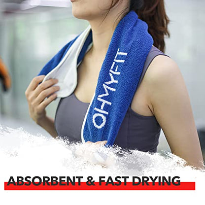 Smart Fitness Towel With Zippered Pocket - Gym Accessory for Men & Women - Multifunctional Quick Dry Sweat Towel for Workout, Yoga, Tennis, Sports & More (Blue, Pack of 1)