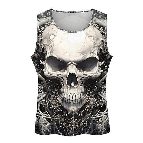 BIVENANT Skull Shirts for Men Novelty Mens Skull Tank Top Big and Tall Tank Tops Graphic Tees Shirt - color: Aite0g0600, size: Small