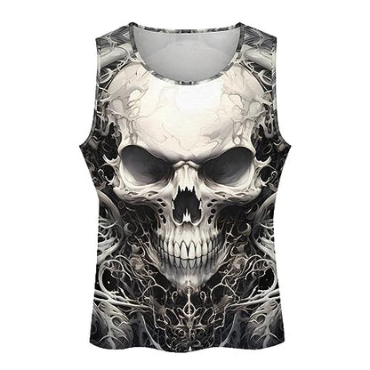 BIVENANT Skull Shirts for Men Novelty Mens Skull Tank Top Big and Tall Tank Tops Graphic Tees Shirt - color: Aite0g0600, size: Small