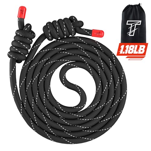 Flow Rope Exercise Jump Rope For Fitness, Working Out, Flow with 9 Ft Adjustable Double Woven Workout Rope For Men, Women, Beginners' Training – Indoor & Outdoor Cardio - color: Black(reflective tape)