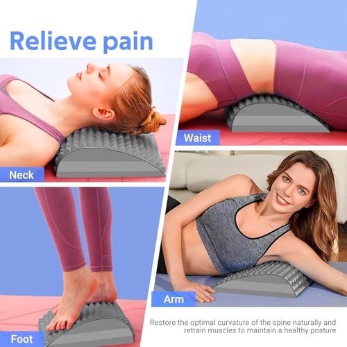Refresh - Neck & Back Stretcher, Neck Stretcher Posture Corrector, Lumbar Stretcher for Neck Pain Relief, Lower Back, Upper Back and Shoulder (Gray)