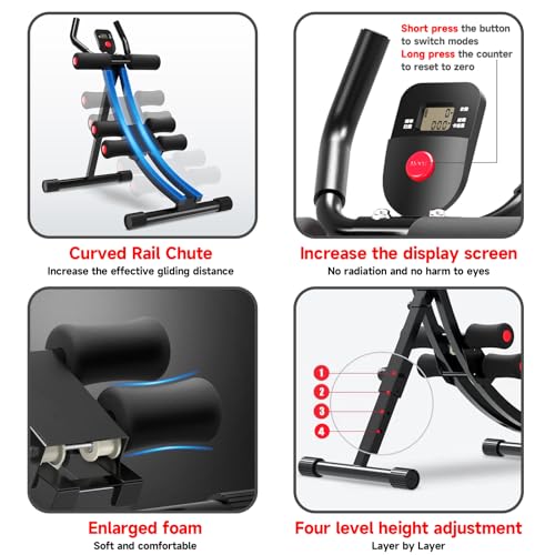 abdominal bench Ab abdominal Machine Women's Home Abdominal Exerciser 308lbs Abdominal Compressor Collapsible Abdominal Core Trainer 4-Speed Adjustable Strength Training Machine with LCD Display