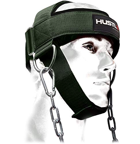 Neck Harness for Weight Training - Ultra Durable and Comfy Neck Exerciser for The Ultimate Neck Training - Build a Strong Neck - Neck Weight Lifting Harness (Military Green)