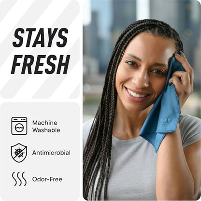 Sweat Absorbing Handkerchiefs - The Original Pocket-Sized Sweat Towels - Quick-Dry Microfiber Sweat Rags for Face, Hands, & Body - Men & Women - Gym, Sports, and Work (Creek: Large Size, 3 Pack)