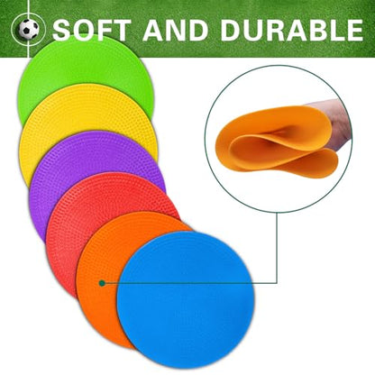 Poly Spot Markers 4 inch/9 inch Non-Slip Rubber Agility Training Markers Floor Dots Flat Field Cones for Football, Soccer, Basketball, School Exercise Drills, Dance Practice - style: 4.73 inch 30 Pcs (TPE)