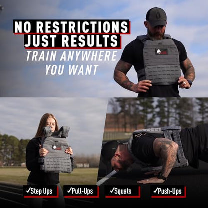 Wolf Tactical Adjustable Weighted Vest for Men & Women - Rucking, Workout, Running, Walking & CrossFit Weight Vest for Strength Training & Fitness - color: Gray