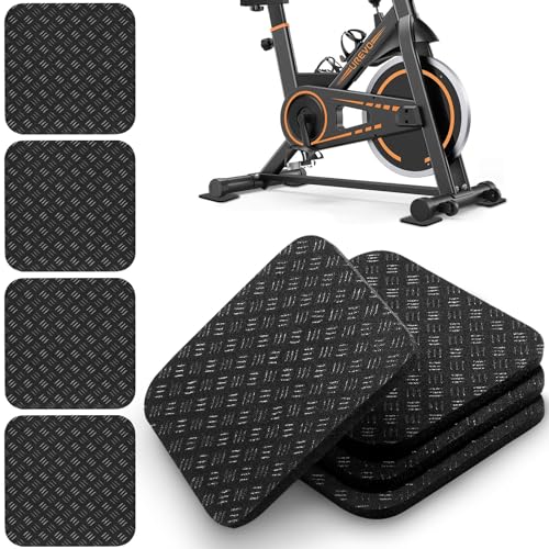 4PCS Double-Sided Non-Slip Exercise Bike Mat Treadmill Mat, 4" x 4" Anti Vibration Mat for Exercise Bike, Treadmill, Walking Pad, Exercise Equipment Mat for Home Gym Floor Protection