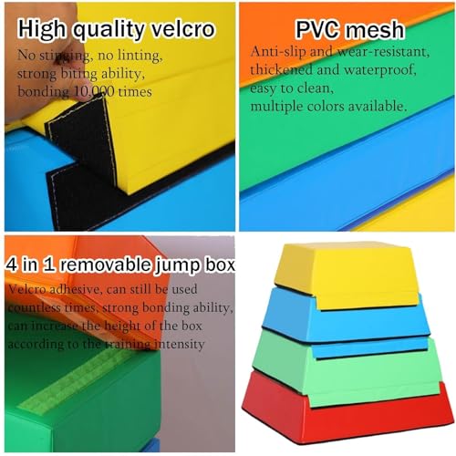 LICOME 4 In 1 Soft Plyo Box Training Jumping Boxes High-Density EPE Foam Core - Non-Slip & Easy-to-Clean PVC Leather Cover for Home Gym Outdoor Exercise