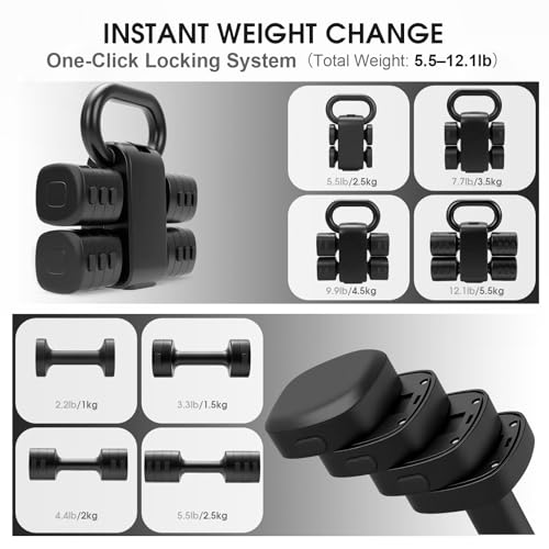 Adjustable 2-in-1 Convertible Kettlebell & Dumbbells - color: Black