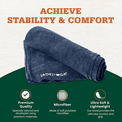 JadeYoga Non-Slip & Quick Dry Yoga Hand Towel - Microfiber Workout Towel, Super Absorbent Sweat Towel, Lightweight Gym Towel with Great Grip, Yoga Towel for Men & Women - Midnight Blue (14" x 24") - color: Midnight Blue