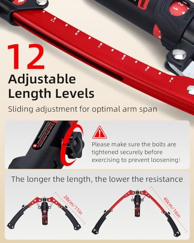 Abahub Twister Arm Exerciser, Hydraulic Power Chest Expander Max 440 LBS - color: Red, size: No Wheels