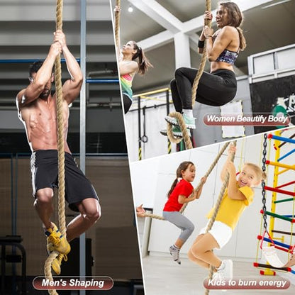 Climbing Rope Gym Exercise Ropes - 1.5 Inch Diameter 10FT 15FT 20FT 25FT 30FT 35FT 40FT 50FT Climb Rope for Fitness & Strength Training, Workout Climbing Rope for Adults Home Indoor or Outdoor - style: 1.5inch-35ft