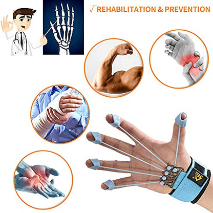 Finger Strengthener Hand Grip Strength Trainer Finger Extension Stretcher Exerciser Hand Rehab Work Out Relieve Pain Arthritis and Grip Training Kit 10LB+40LB