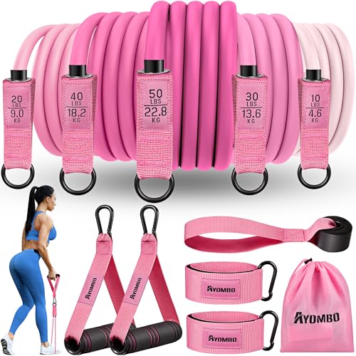 Resistance Bands, Ankle Bands for Working Out, Exercise Bands with Handles for Home Gym, Workout Equipment for Training Bands with Door Anchor, Legs Ankle Straps, Shape Body