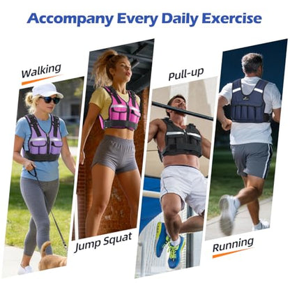 Sportneer Adjustable Weighted Vest Weights: 2-18 lbs/2-42 lbs Washable Weight Vest for Walking 16 In 1 Fast Adjust Rucking Vest for Women and Men Home Gym Running Jogging Strength Training Vests
