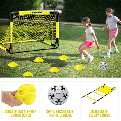 Pro-Grade Kids Backyard Soccer Goal, Tear-Resistant 5-Layer Polyester Soccer Net & 10mm Poles for Maximum Durability, 4x3ft/6x4ft/7x5ft, Pop Up Portable Soccer Training Equipment Set with Size 4 Ball - size: 7 ft x 5ft, 1 Pack, style: Yellow