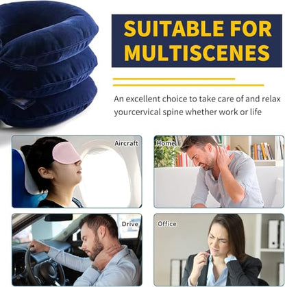 Neck Stretcher, Cervical Traction Device, Neck Traction Device for Neck Pain Relief, Adjustable Inflatable Neck Stretcher Cervical Traction and Neck Brace, Neck Decompression Home Use (Blue)
