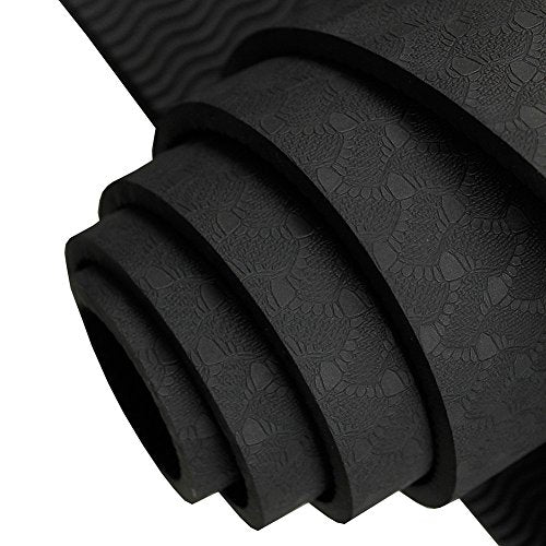 Attraction Design Yoga Mat Non Slip Exercise Mat Extra Thick Workout Mat for Yoga, Eco Friendly Exercise Yoga Mat High Density Fitness Pilates Mat with Carrying Strap, 72"x 24"x 6mm - color: Black