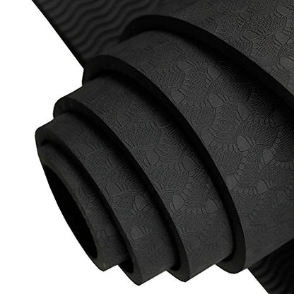 Attraction Design Yoga Mat Non Slip Exercise Mat Extra Thick Workout Mat for Yoga, Eco Friendly Exercise Yoga Mat High Density Fitness Pilates Mat with Carrying Strap, 72"x 24"x 6mm - color: Black