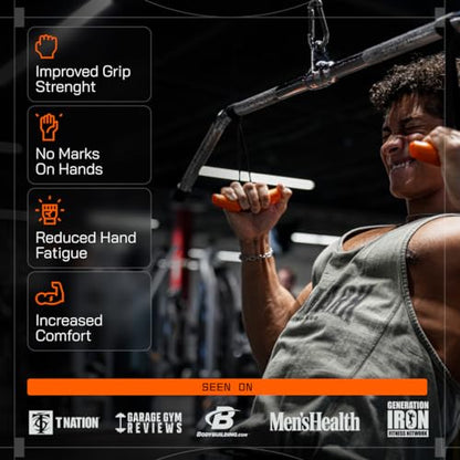 Original Pull-Up Grips - Lat Pulldown Attachment - T-Bar Row & Cable Machine - D Handle - Forearm Strength Trainer - Gym Equipment - Exercise Equipment - Grip Strength Trainer
