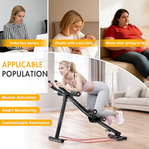 Dual Track Fitness Ab Machine Ab Cruncher, Adjustable Height Waist Trainer, Foldable Home Gym Equipment with 4 Adjustable Resistance Levels and Resistance Bands - size: Single Track