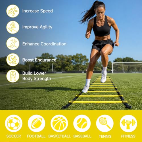 Agility Ladder, Soccer Football Training Equipment Agility & Speed Training - color: Yellow