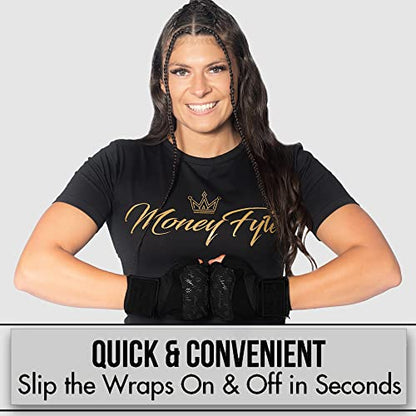 Quick Gel Boxing Wraps Under Boxing Gloves - Kickboxing MMA Muay Thai - Fist, Knuckle, Wrist Wrap Protection Inner Glove Hand Wraps - Men Women Kids - color: All Black, size: X-Small