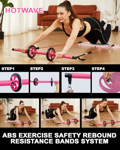 HOTWAVE Push Up Board, Portable PushUp Board, Foldable 20 in 1 Push Up Bar - color: Pink