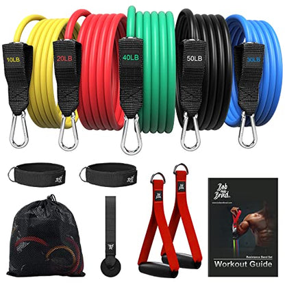 BOB AND BRAD Resistance Bands Set, Stackable Up to 125-150 lbs Workout Bands with Handles, Door Anchor & Ankle Straps - Heavy Duty Exercise Bands for Strength Training, Home Gym Fitness