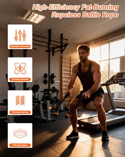 Ropeless Battle Ropes, Adjustable Portable Workout Equipment for Home Gym - color: Pink