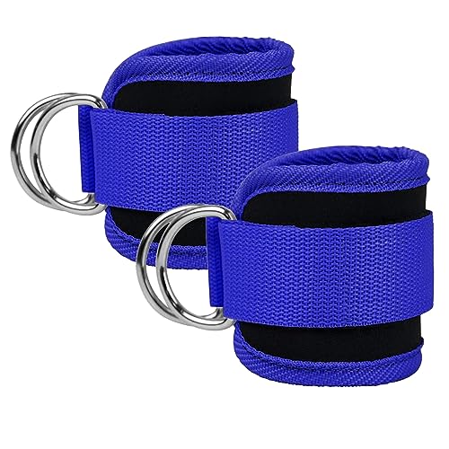 Ankle Straps Ankle Resistance Bands Wrist Cuffs Padded Straps Adjustable Fitness Glute Kickback D-Ring for Cable Machine Gym Foot Leg Training Brace Support 1 Pair - color: blue