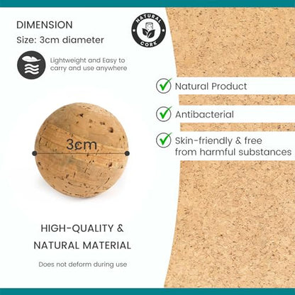 Yoga Studio Unbranded Cork Massage Balls Four Pack, Trigger Point Therapy Ball, Cork Ball Roller for Muscle Tension, Deep Tissue Relief Set of 4 (3cm)