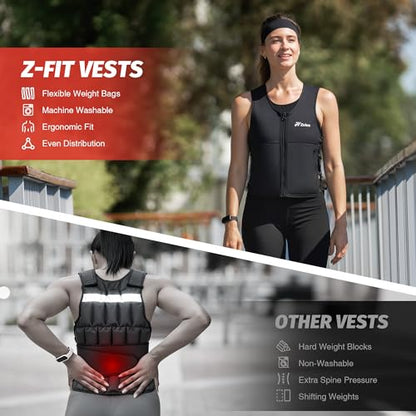 ZELUS Weighted Vest Woman, Adjustable Weighted Vest 1-10lb/ 1-15lb with Removable Z-Fit Soft Iron Weights, for Weight Loss Running Walking Rucking Strength Training, Reflective & Pocket Design - size: 10LB&L