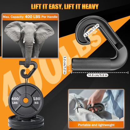 Neutral Grip Pull Up Handles, Ergonomic Non-Slip Hooks for Barbell Row Deadlift Resistant Bands Cable Machine, Lightweight Pull Up Bar Accessories, Portable Grips for Home Gym Workout, Nylon