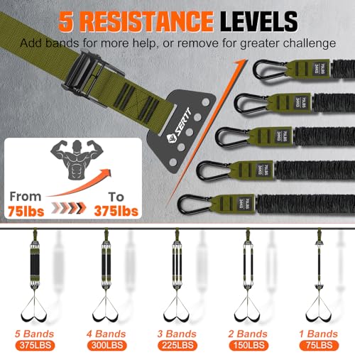 Adjustable Pull Up Assistance Band, Heavy Duty Assisted Pull Up Bands Support 375lbs, Upgrade Pull Up Bar Resistance Band for Assist Pullup Home Gym Strength Training