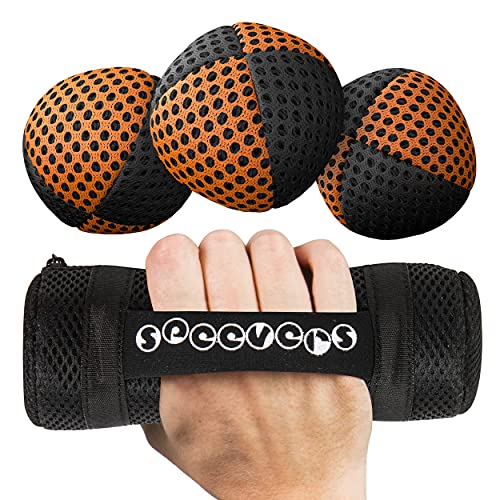speevers Weighted Juggling Balls for Fitness 650g, Set of 3 Power XBalls with Carry Pouch, Fun Indoor Home Workout Aids for Weight Loss and Training, Best Exercise Gifts for Men and Women - color: Black - Orange