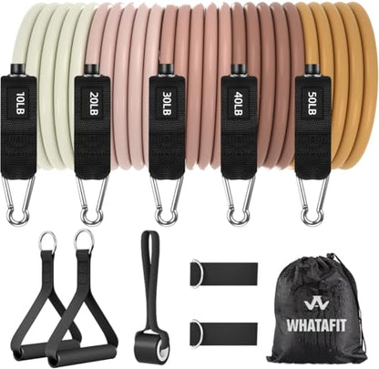 WHATAFIT Resistance Bands with Handles, 5-Level Exercise Bands for Workout - color: Gradient Coffee
