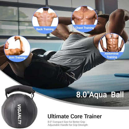 Heavy Aqua Bags-Water weight Bag 12-66Ibs - Unstable Core Water Weight Ball,Adjustable Workout Sandbag Alternative for Full Body Exercise, Portable Stability & Balance Trainer for Instability Training