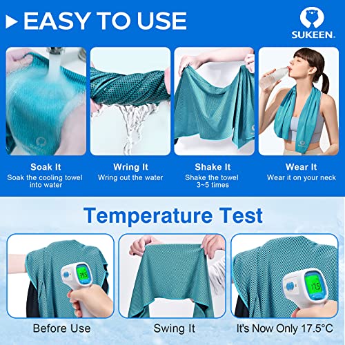 Sukeen 4 Pack Cooling Towels (40"x 12"), Cooling Neck Wraps, Soft Ice Towel - color: Dark Blue/Green/Lake Blue/Pink