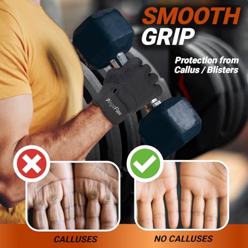 PhysFlex Workout Gloves for Men & Women - Weight Lifting & Gym Gloves with Enhanced Grip, Wrist Support & Palm Protection - Fitness, Training, Crossfit, Cycling & Exercise