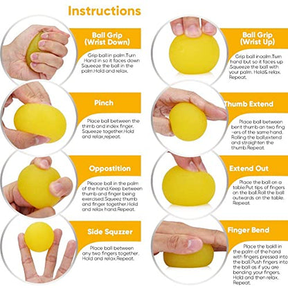 3 PCS Physical Therapy Hand Exercise Balls, Stress Balls for Adults