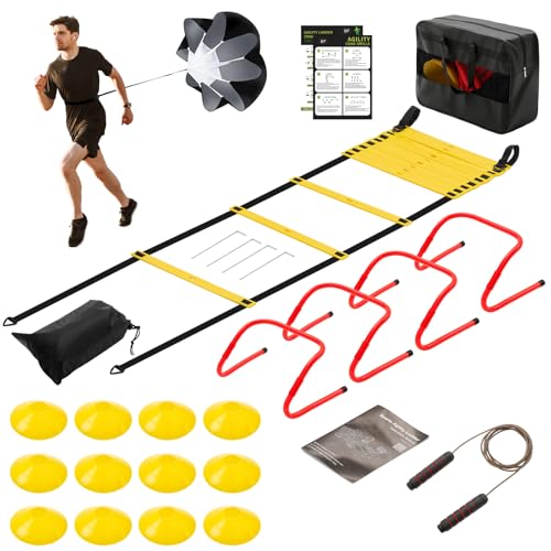OLIXIS Soccer Football Agility Training Equipment with 4 Adjustable Hurdles - color: Yellow
