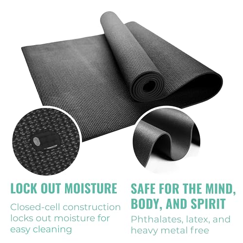 12-Pack Classic Yoga Mat With Carrying Strap, 68" x 24" Non Slip Exercise Mat, 4mm Thick Gym Mat, Bulk Non Toxic Yoga Mats for Home Workout, Schools, Classroom, and Studios