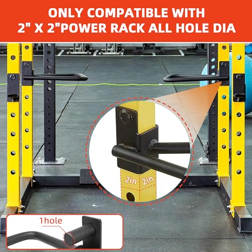 Hulkfit Power Cage Dip Bar Attachments with Multi-Grip Pull up Handles, Heavy Duty Iron Strength Training Accessories for Squat Rack & Power Cage
